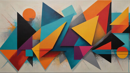 Wall Mural - Colorful minimal elegant art with triangles shapes