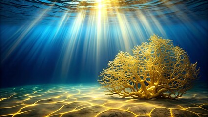 Wall Mural - Submerged Opulence: A Golden Treasure in the Abyss  generative AI