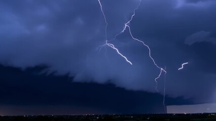 Poster - A mesmerizing display of natural fireworks as lightning dances across the sky signaling the arrival of a thunderstorm.