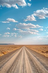 Canvas Print - A lonely dirt road stretches across the desert landscape