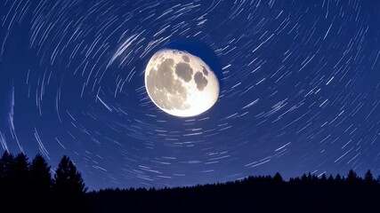 Poster - A timelapse sequence of the moon climbing higher and higher in the sky as stars le in the background.