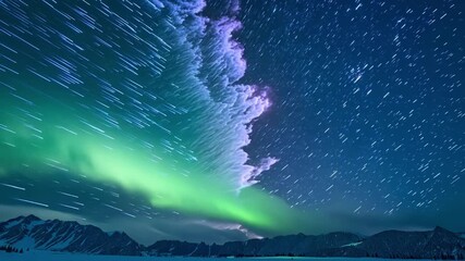 Wall Mural - A pulsing crackling aurora borealis or southern lights as they interact with the Earths magnetic field to create a spectacular display of light and color.