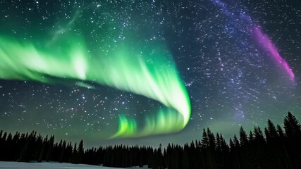 Wall Mural - a mystical spectacle of lights as the aurora borealis bursts to life moving and swaying in a cosmic 