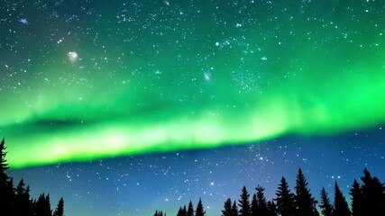 Canvas Print - A breathtaking display of natural beauty as the Northern Lights come to life painting the dark Arctic sky with bursts of vibrant colors in a celestial dance.