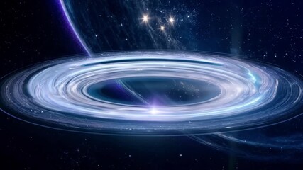 Wall Mural - A flyby of a ringed planet with the rings appearing almost ethereal as they reflect and refract light from its neighboring stars.