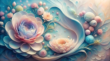 Sticker - Ethereal Bloom: A Symphony of Soft Hues and Organic Forms  AI Generated