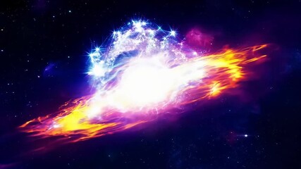 Wall Mural - A sequence of brilliant colorful supernovas illuminating the darkness and hinting at the incredible forces at work during the dawn of the universe.