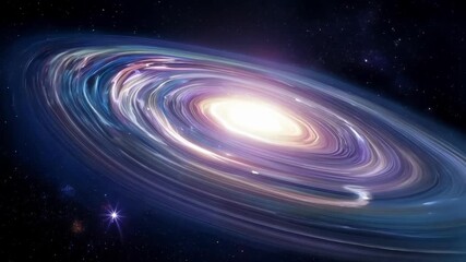 Wall Mural - In the depths of outer space a galaxy begins to stretch and distort as it is pulled by the invisible hand of dark energy.