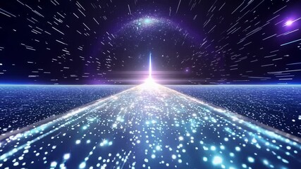 Wall Mural - Amidst a sea of stars a lone pathway glimmers leading towards a celestial destination beyond the mortal realm.