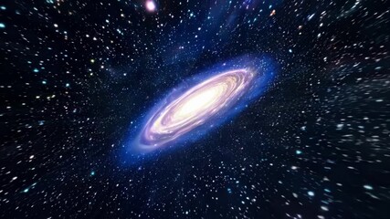 Wall Mural - Feel the rush of wind as you zoom through a cosmic tunnel passing by distant nebulae and shimmering galaxies.