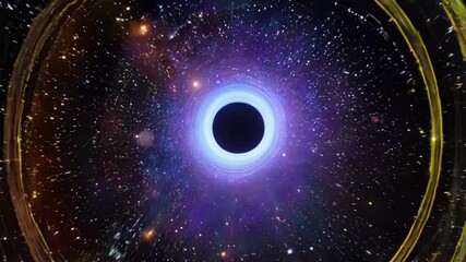 Wall Mural - A hypnotic experience as you navigate through a pulsating tunnel of cosmic light surrounded by an infinite expanse of darkness.