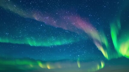 Wall Mural - amidst a midnight blue sky a mystical aurora unfurls with vibrant ribbons of pink orange and goldeny