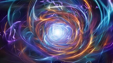 Wall Mural - Flying through a chaotic maze of colorful energy and crackling thunder a breathtaking yet treacherous experience within an Arcane Storm.
