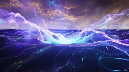 Wall Mural - Hovering over a churning sea of mystical energy caught in the midst of a powerful Arcane Storm.