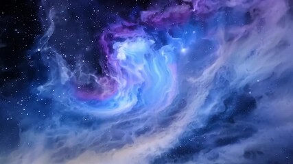 Wall Mural - gliding over a tranquil nebula its swirling hues of blue and purple creating a mesmerizing and ether