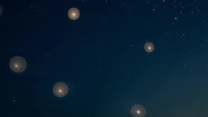 Wall Mural - the dark sky is illuminated by countless orbs of light gently gliding through the atmosphere.