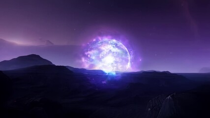 Wall Mural - an otherworldly glow emanates from the orbs casting a mystical aura over the landscape.