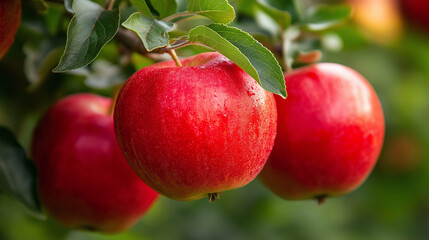 Canvas Print - red apples on a branch ready for harvest  ,Harvest of red apples on a tree in the garden