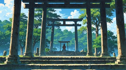 Wall Mural - ancient shrine a sacred shrine or altar with historica anime