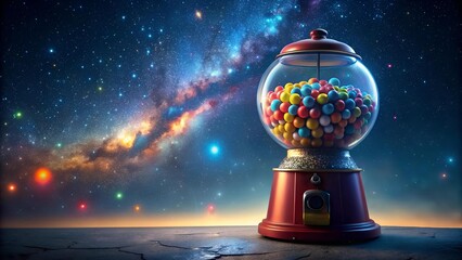 Wall Mural - gumball machine under a starry night sky ai generated