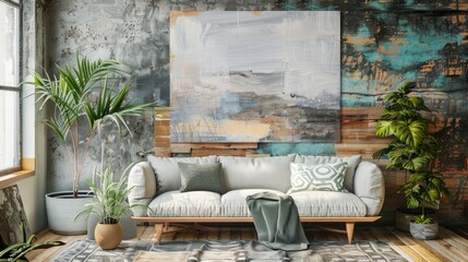 Wall Mural - Abstract Interior Decoration with Old Wooden Board and Pastel Tones