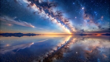 Wall Mural - Celestial Tapestry: The Milky Way Reflected in a Salt Flat  Generative AI