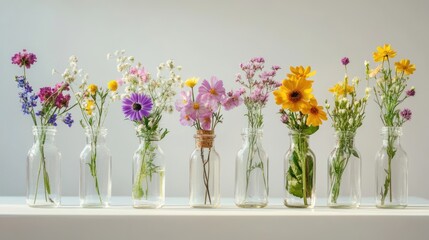 Poster - Colorful Flowers in Glass Bottles