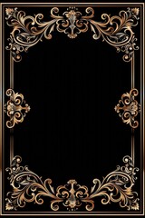 Poster - A decorative gold frame against a dark, contrasting black background