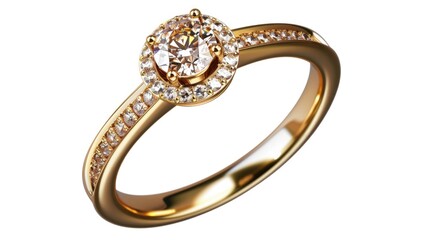 Sticker - A luxurious gold ring featuring a brilliant diamond at its center