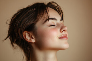 Wall Mural - A close up of a girl's face with her eyes closed