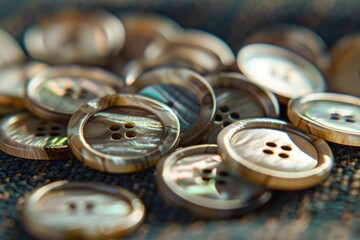 Sticker - A collection of buttons stacked on a table, ready for use or decoration