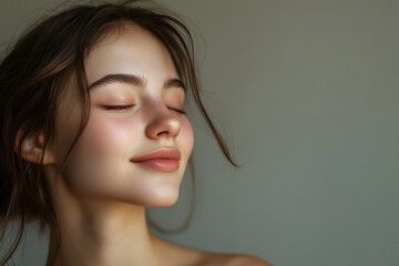 Wall Mural - A close up of a girl's face with her eyes closed