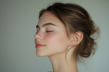 Wall Mural - A close up of a girl's face with her eyes closed