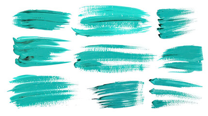 Poster - turquoise paint strokes on white background for dynamic abstract art