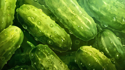 green cucumber illustration background. raw healthy organic vegetarian vegetable food, vitamin salad