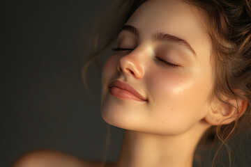 Wall Mural - A close up of a girl's face with her eyes closed