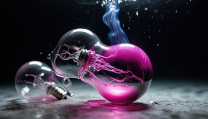 Wall Mural - Pink Liquid Light Bulb With Smoke.