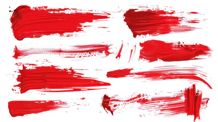 Wall Mural - vibrant red paint strokes on white background for artistic texture