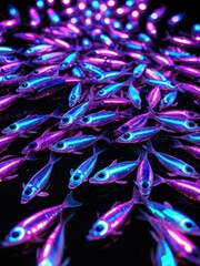 Canvas Print - Bioluminescent Fish in the Deep Sea.