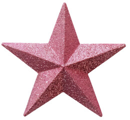 Wall Mural - pink glitter five-pointed star on transparent background. png file.