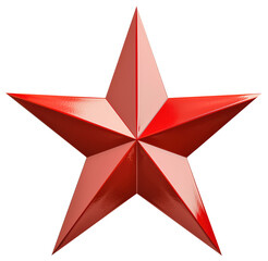 Wall Mural - red metallic five-pointed star on transparent background. png file.