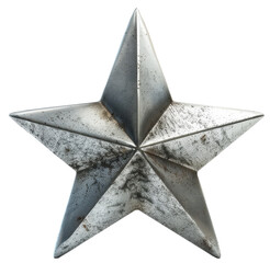 Wall Mural - silver metallic five-pointed star on transparent background. png file.