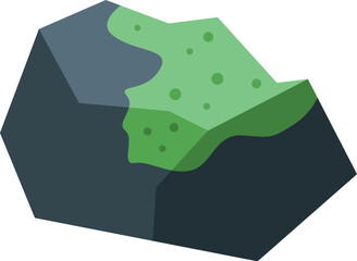 Wall Mural - Isometric icon representing a large stone covered with moss, illustrating concepts like nature, geology and prehistory