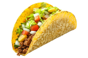 A taco with lettuce, tomatoes, and cheese