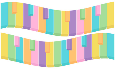 colorful piano keyboard background on white background