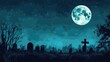 © Tati - Serene, eerie graveyard under full moonlit night sky