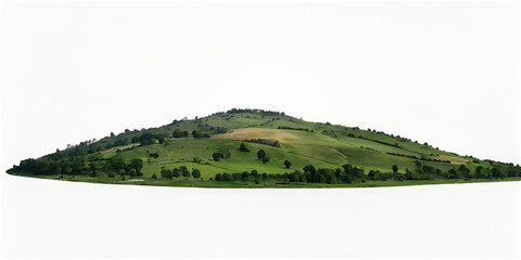 landscape with mountains green hill isolated on transparent png.