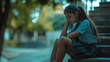 © Atmospheric stock - Sad Girl Sitting on Stairs 4