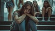 © Atmospheric stock - Sad Girl Sitting Alone on Stairs 12