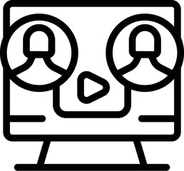 Canvas Print - Simple icon of a video call taking place on a desktop computer